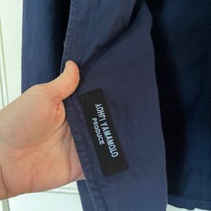 Yohji Yamamoto cotton field jacket - blue w/ hood, drawstrings, buttons